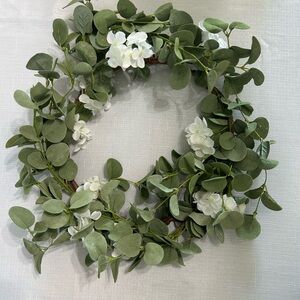 Elegant Eucalyptus Wreath with White Flowers Holiday Wedding